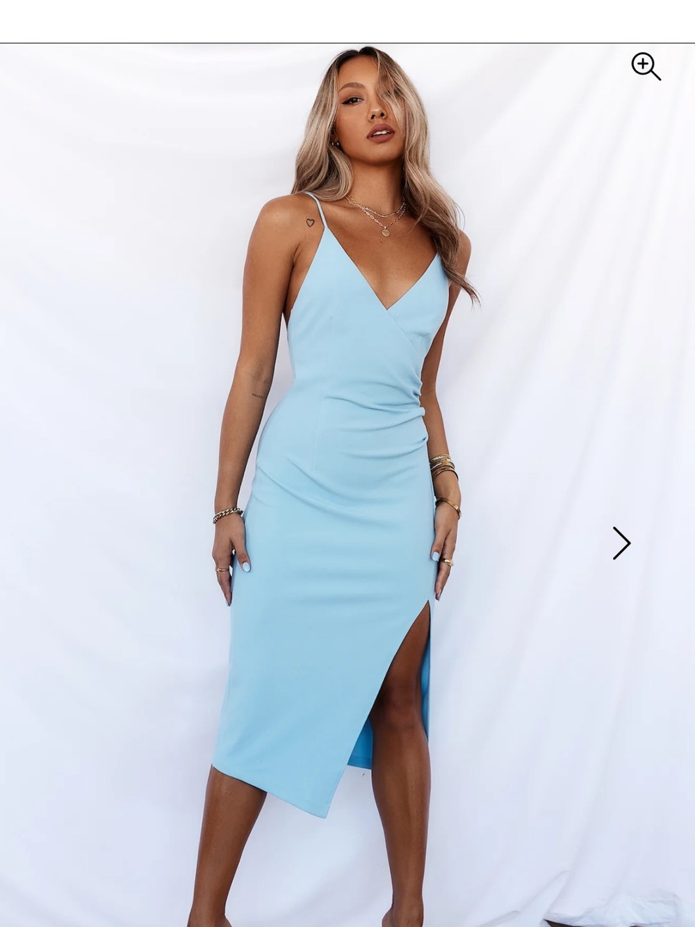 Hello Molly Sky Blue V-Neck Slip Midi Dress